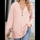 thumbnail image 4 of Camisa Henley de Larga para Mujer, Cuello en V, Suéteres Casuales Elegantes, Ropa de Moda para Otoño. Rosa L, 4 of 10