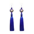 thumbnail image 5 of Boho Blue Tassel Earrings Long Dangle Ethnic Style Jewelry for Women Vacation Festival Lightweight Fashion Accessories, 5 of 5