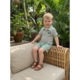 thumbnail image 6 of BemeyourBBs Toddler Baby Boys Mama's Little Dude Outfit Summer Clothes Short Sleeve Lapel Letter Embroidery Striped Button Shirt Tops and Pockets Shorts Set, 6 of 9