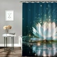 thumbnail image 2 of Creowell Flowers Sparkles Radiant Light Pretty Shower Curtain Polyester Fiber Chic Modern Bathroom Decor Home Bathtubs Bathroom Decoration with Hooks 69x72, 2 of 7