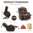 thumbnail image 2 of LEGAHOME Lift Recliner, Electric Power Recliner Chair with Heat Therapy and Massage, Fabric Lift Chair with Cup Holders, USB Port and Side Pocket, Wide Seat Recliner Sofa for Big and Tall, Brown, 2 of 11