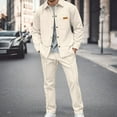 thumbnail image 2 of RUTAYY Men's Outfits Solid Color Long Sleeve Solid Color Jacket and Pants with Drawstring Pocket Casual Breathable Trendy Beach Clothing Sets, 2 of 4