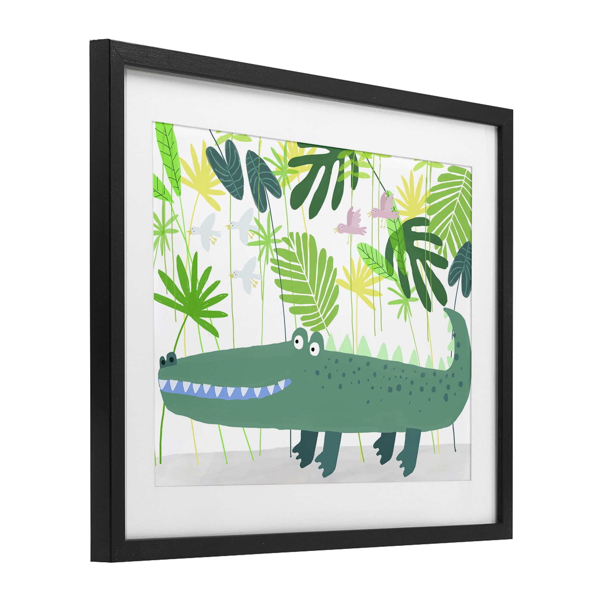 Stupell Industries Crocodile Jungle & Leaves Black Framed Print Under Glass, design by Carla Daly