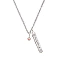 thumbnail image 1 of Delight Jewelry Silvertone Mini July - Red Crystal Heart Silvertone Be Strong and Courageous Bar Charm Necklace, 23", 1 of 4