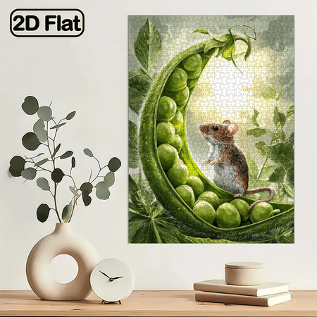 1000pcs Pea Animal Mouse Art Puzzle 29.4*19.6 Inches Large Size, Cardboard, Mixed Color, Intermediate Skill Level, Portable, Ideal For Fun With Family And Friends.