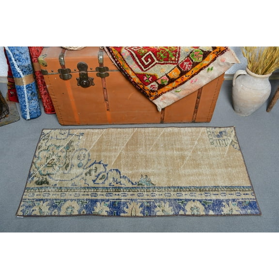 Small Rug, Turkish Rug, Vintage Rug, Oushak Rug, Rugs For Entry, 2x4 ft Beige Rug, Oriental Rugs, Modern Door Mat, Antique Rug, 13413