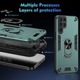 thumbnail image 7 of Phone Case for Samsung Galaxy S24 Ultra Hybrid Case with Ring Kickstand, Heavy Duty Protection Armor Case with Comfortable Grip Support Magnetic Car Mount for Samsung Galaxy S24 Ultra - Darkgreen, 7 of 7