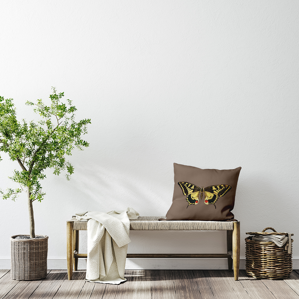Simply Daisy 16-inch Square Rare Swallowtail Poly Throw Pillow, Brown Qty 1
