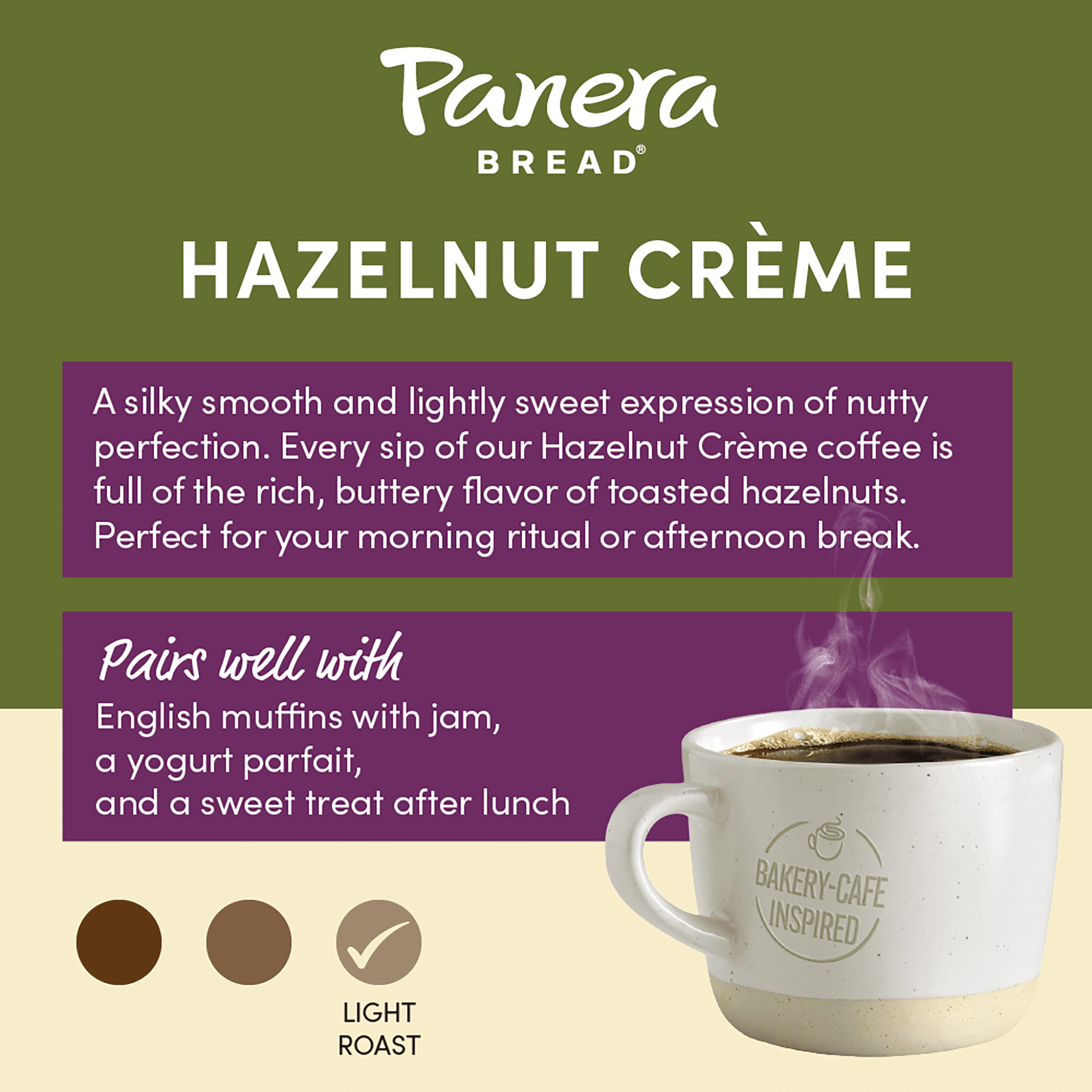 Panera Bread Hazelnut Crème Light Roast Coffee, 10 Count Single-Serve Pods