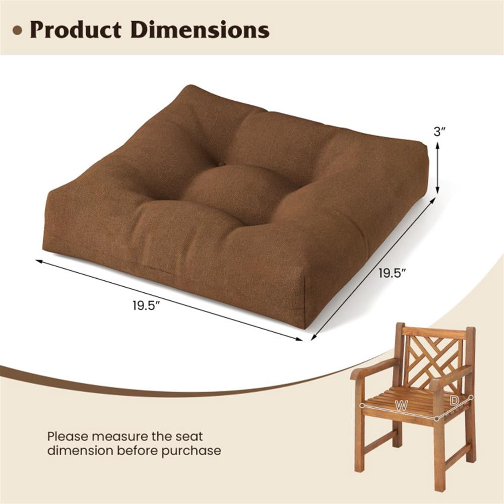 Spaco 21 Inch x 21 Inch Patio Chair Seat Cushion Pads for Indoor and Outdoor, Patio Chair Cushions, Outdoor Patio Furniture Cushions-Coffee