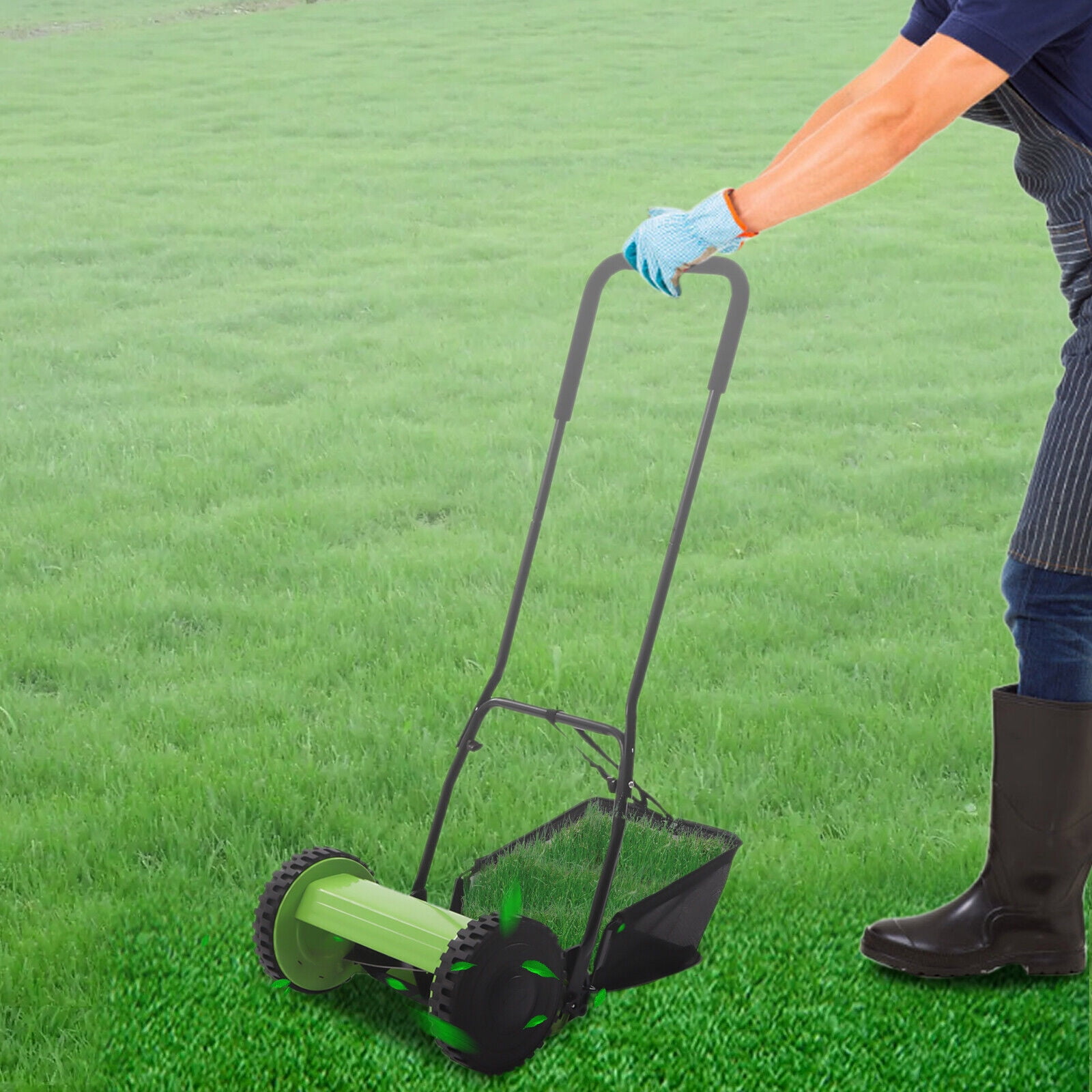 Manual Lawn Mower with 5 Blades and 6 Gallon Grass Catcher – Durable, Adjustable, and Efficient for a Neat Lawn