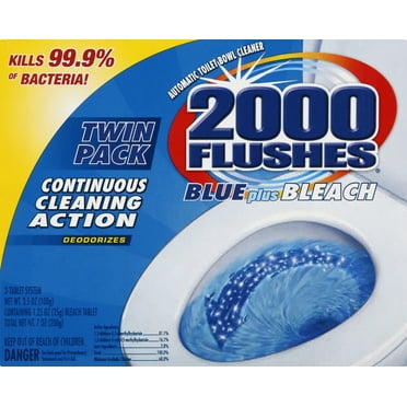 2000 Flushes Anti-Bacterial Blue PLUS Bleach Twin-Pack Automatic Toilet Bowl Cleaner, 7 Oz