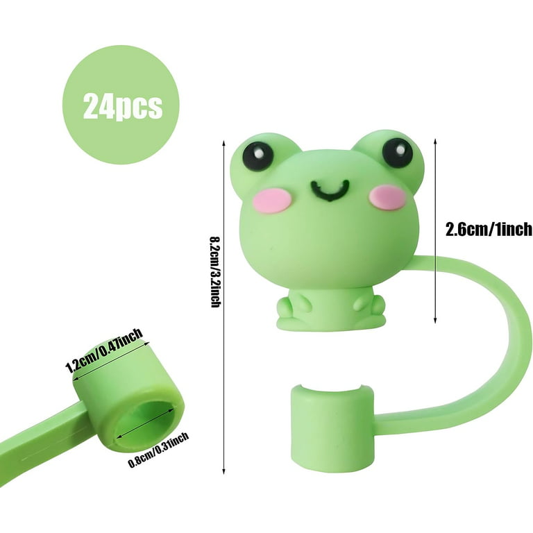 1PCS PVC straw cover cute frog cartoon straw topper fun animal shape Plugs  Tips Cover Reusable Splash Proof Drinking straw charm