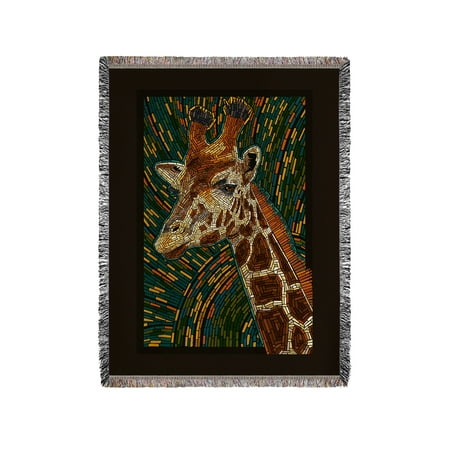 Chenille Giraffe - Giraffe - Mosaic - Lantern Press Artwork (60x80 Woven Chenille Yarn Blanket)