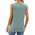 thumbnail image 5 of SLADYGLO Women Crew Neck Sleeveless Circular Shoulder Strap Texted Tank Top, 5 of 7