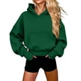 thumbnail image 6 of Dursoulink Casual Hooded Sweatshirt for Women, Oversized Fit, Drawstring Hem, Long Sleeves, Solid Color, Polyester Fabric, for Daily Wear, 6 of 7