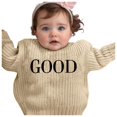 thumbnail image 2 of HXWCHs Girls' Pastel Striped Sweater Cotton Soft Long Sleeve Winter Outfit 4-5 Years Beige2, 2 of 4