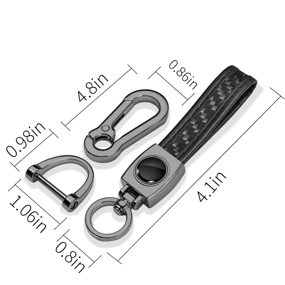 iPick Image for Chevrolet Black Logo Real Black Carbon Fiber Strap Gunmetal Black Hook Key Chain, Official Licensed