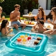 thumbnail image 3 of Thickened PVC Inflatable Pool Floating Ice Bar Serving Tray with Multi Drink Cup Holders, Large Capacity Water Fruit Beverage Snack Float, Summer Party Accessory for Swimming Pool, Blue, 3 of 5