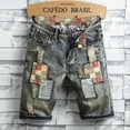 thumbnail image 6 of Blue Mens Ripped Short Jeans Clothing Bermuda Cotton Shorts Breathable Denim Shorts Male New Fashion Size 28-40, 6 of 7