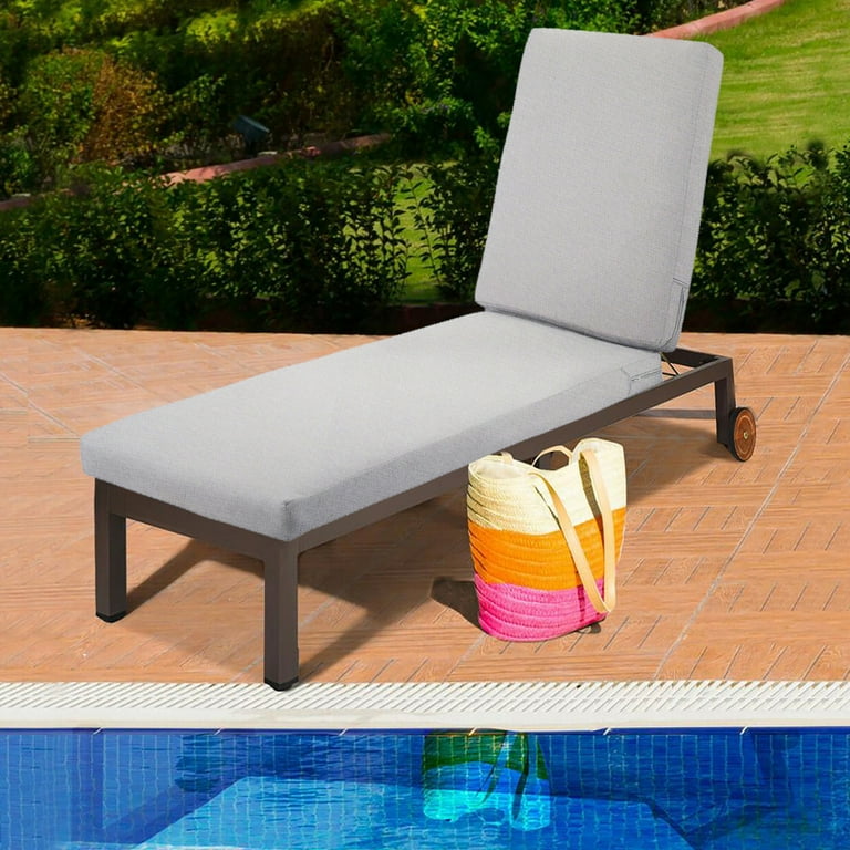 2-Pack Heavy Duty Patio Chaise Lounge Cushion Water-Resistant 3 Thickness  high-density foam with Washable Cover 