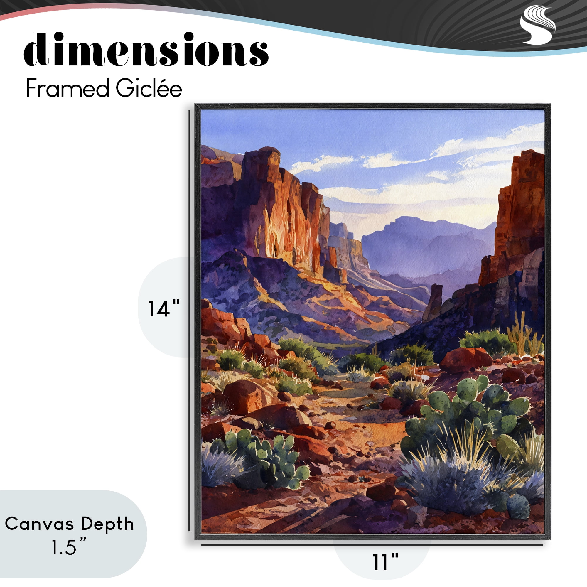 Stupell Industries Western Colors Earthy Desert Black Framed Giclee Art, design by Franklyn Gregory
