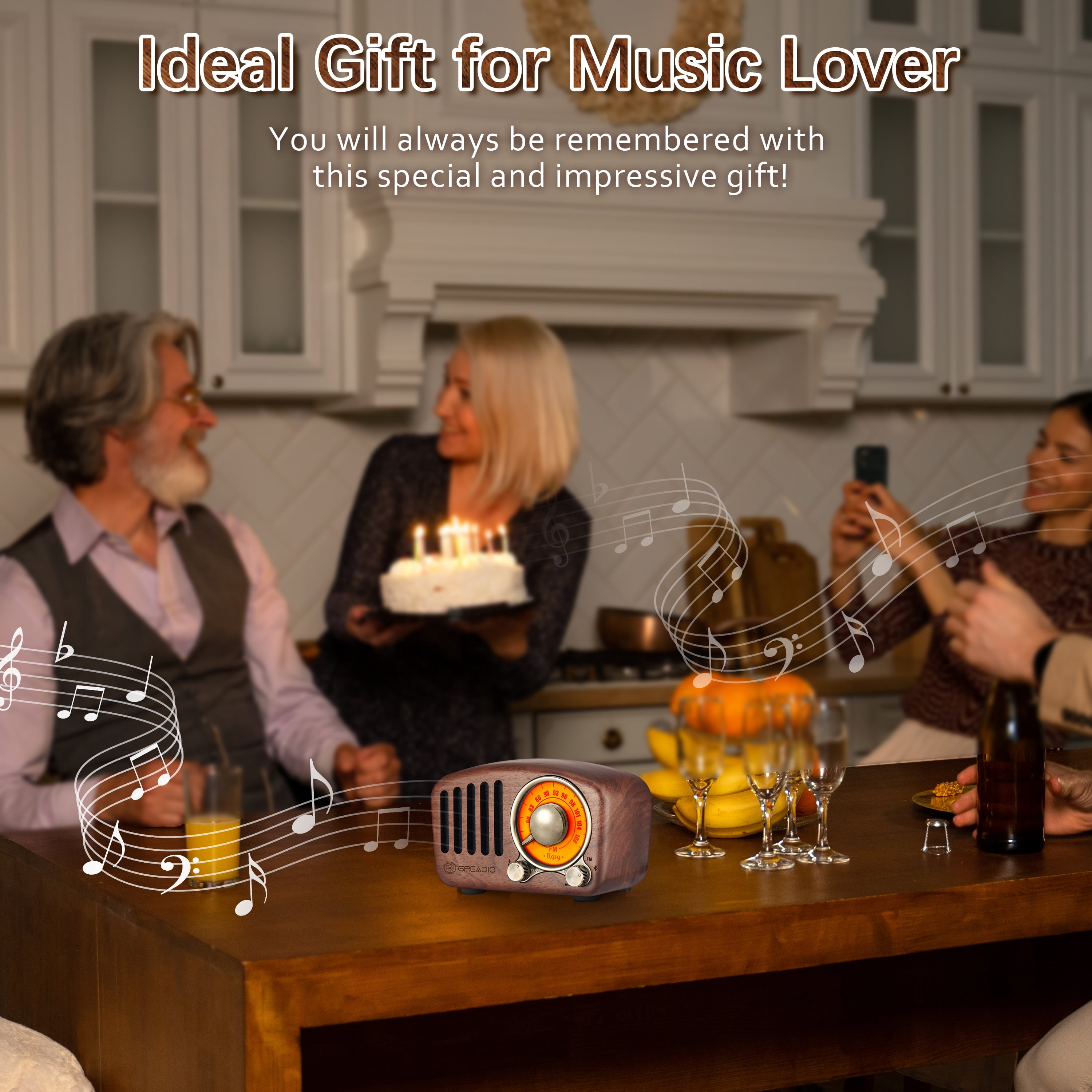 Greadio Portable Bluetooth Speaker, Retro Radio, Vintage Bluetooth Speaker for Home