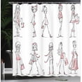 thumbnail image 4 of Ambesonne Fashion Shower Curtain, Cartoon Fashion Ladies, 69"Wx84"L, White Pink, 4 of 5