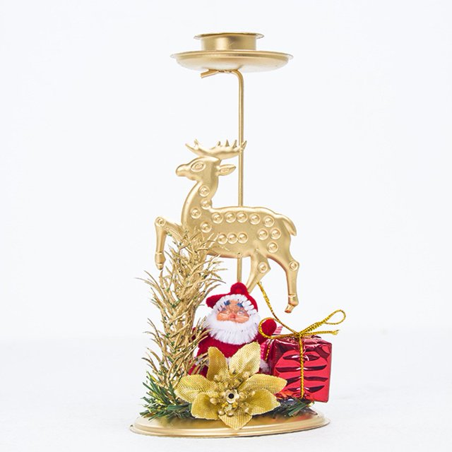 Christmas Wrought Iron Candlestick Ornaments Decoration Candle Holder Decor