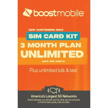 Boost Mobile Preloaded SIM Card, Bring Your Own Device, 3month Plan - Unlimited Talk/Text and Data