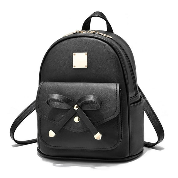 Kiddopark Bowknot Cute Leather Backpack Mini Backpack Purse for Women,Black
