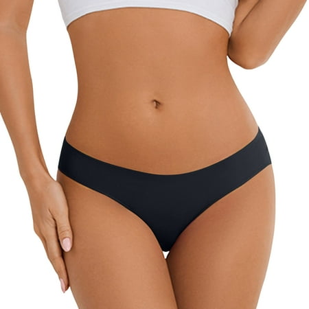 OJSFQUFP Panty for Women Black Women Casual Solid Color Pure Cotton Crotch Low Waist Half Coverage Sports Briefs Ultra-Thin Panties L