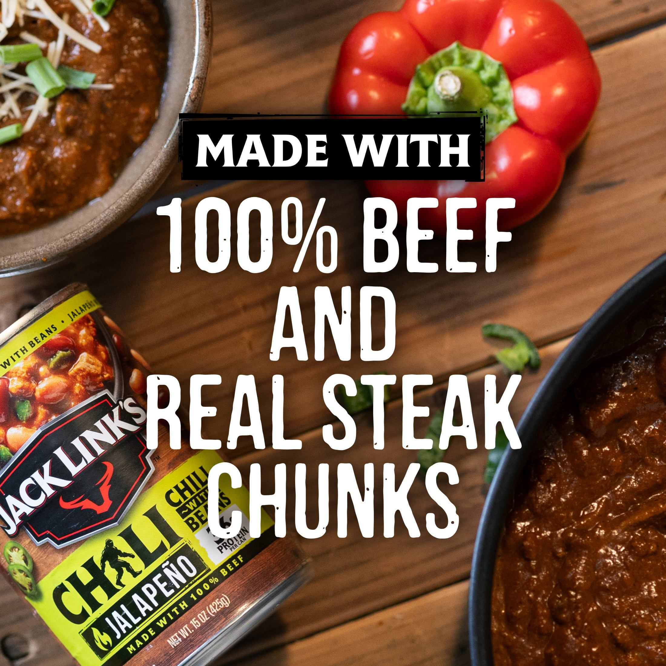 (12 pack) Jack Link's Jalapeno Chili with Beans, 15 Ounce Can, 36 Grams of Protein