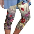 thumbnail image 2 of Leggings under $5! Cagogo Womens Summer Capri Leggings Floral Print Soft Stretchy Cropped Pants Exercise Jogger Knee Length Plus Size Elastic Waist Casual Summer Lounge Capri Leggings, 2 of 6