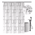 thumbnail image 1 of Cortina Baño Lavable Tela Impermeable Con Diseños+12 Ganchos Enrejado Xtellar plateado, 1 of 3