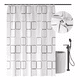 thumbnail image 1 of Cortina Baño Lavable Tela Impermeable Con Diseños+12 Ganchos Enrejado Xtellar plateado, 1 of 3