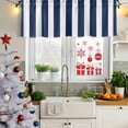 thumbnail image 6 of Navy Blue Striped Valances for Windows, Decorative Rod Pocket Window Valance Curtains, Modern Farmhouse Blue White Stripes Short Curtain Drapes for Kitchen/Living Room, 2 Panels, 42" W x 18" L, 6 of 8