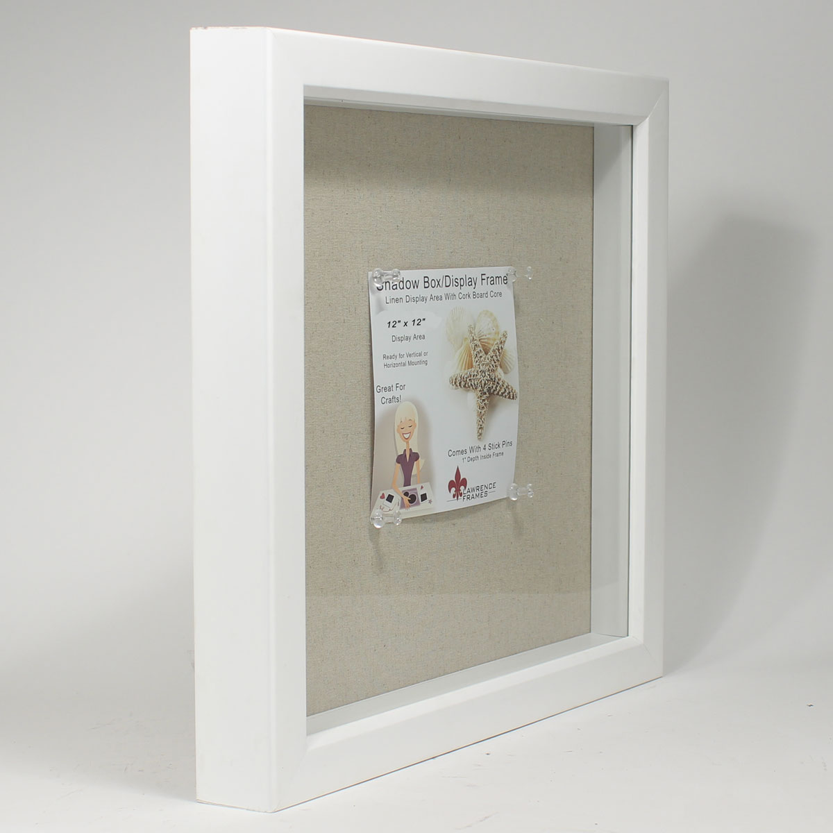Lawrence Frames 12x12 White Shadow Box Frame - Linen Inner Display Board - image 3 of 3