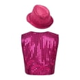 thumbnail image 2 of Yeahdor Kids Boys Glittery Sequins Waistcoat Vest with Hat for Hip Hop Jazz Dance Stage Performance, 2 of 7