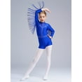 thumbnail image 2 of iiniim Kids Girls Tassels Sparkly Rhinestones Latin Dance Leotard Jazz Stage Performance Fringe Bodysuit Blue 16, 2 of 7