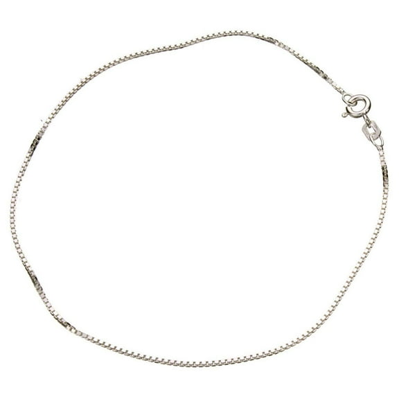 Sterling Silver 1.1mm Box Link Nickel Free Chain Anklet Italy 11 Inch