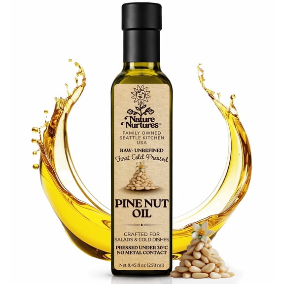 Pine Nut Oil for Cooking | Raw First Cold Pressed | Single Press Below 30C | Unrefined | Made in USA