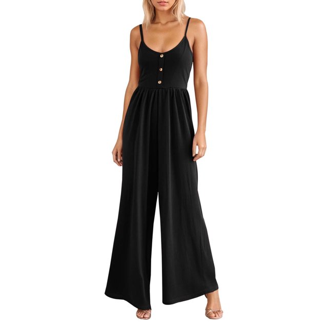 Mono sin mangas y con pernera ancha para mujer: traje pantalón informal para el día a día y actividades al aire libre en verano/otoño