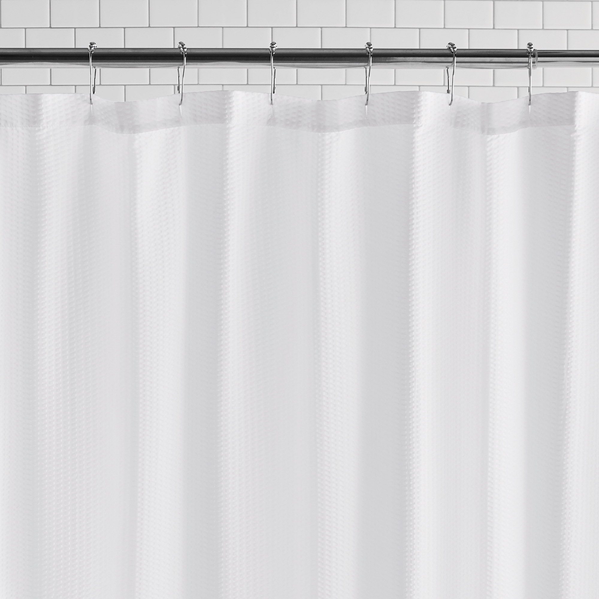 Mainstays Water Repellent Microfiber Fabric Shower Liner, White photo 8