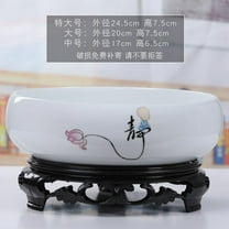 chaungfeng Chinese Ceramic Bowl Flower Planter with Stand, Lotus Bowls for Planting in Water, Ceramic Planters for Office Garden Indoor Outdoor, for Plants Leak-Proof Design