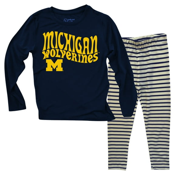 Infant Wes & Willy  Michigan Wolverines Long Sleeve Top and Striped Tri-Blend Leggings Set