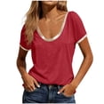 thumbnail image 5 of Aboser Short Sleeve Shirts for Women Y2K Tops Trendy Scoop Neck Basic Tees Slim Fitted Casual Tshirts Summer Going Out Top 2026, 5 of 8