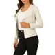thumbnail image 4 of Blazer de ante sintético para mujer INSPIRE CHIC, con solapa, mangas largas y abertura frontal, color beige, 4 of 7