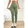 thumbnail image 3 of Women's Seamless V Back Gym Leggings Low V Cut Butt Lifting Ribbed Yoga Pants Yoga Sports Green S, 3 of 6