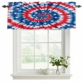 thumbnail image 2 of 2 Pack Valances for Windows, Blue Red Tie-dye Window Valances for Living Room/Bedroom/Bathroom, Vintage American Stars Abstract Art Light Filtering Kitchen Curtain Valance 54"W x18" L, 2 of 9
